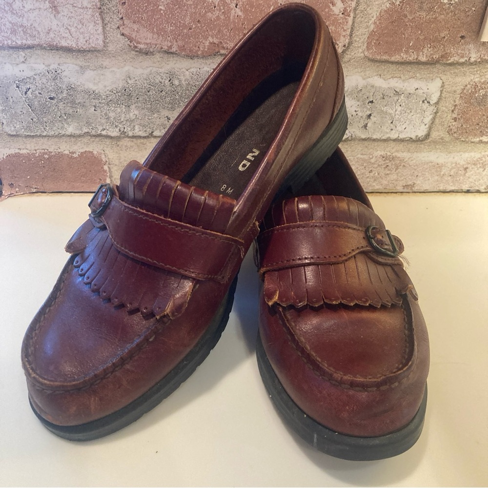Eastland Womens Size 8 Brown Leather Kiltie Fringe Slip On Loafer